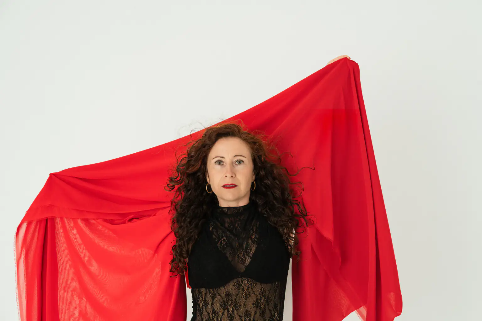 Marina with red fabric