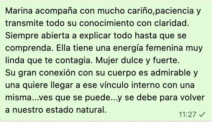 Conversación de WhatsApp sobre la experiencia HUMANA
